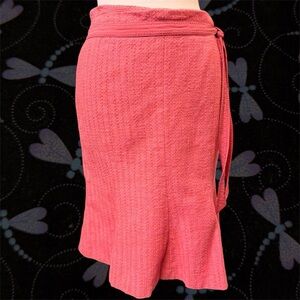 Ann Taylor Coral Pink Textured A-Line Wrap Skirt